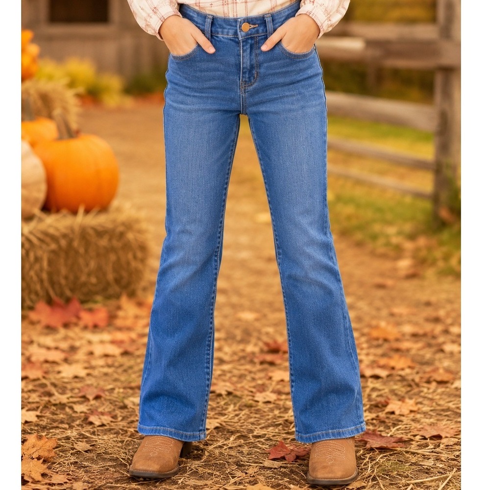 The Children's Place Girls Blue Bootcut Jeans Size 14 Adjustable Waist Stretch